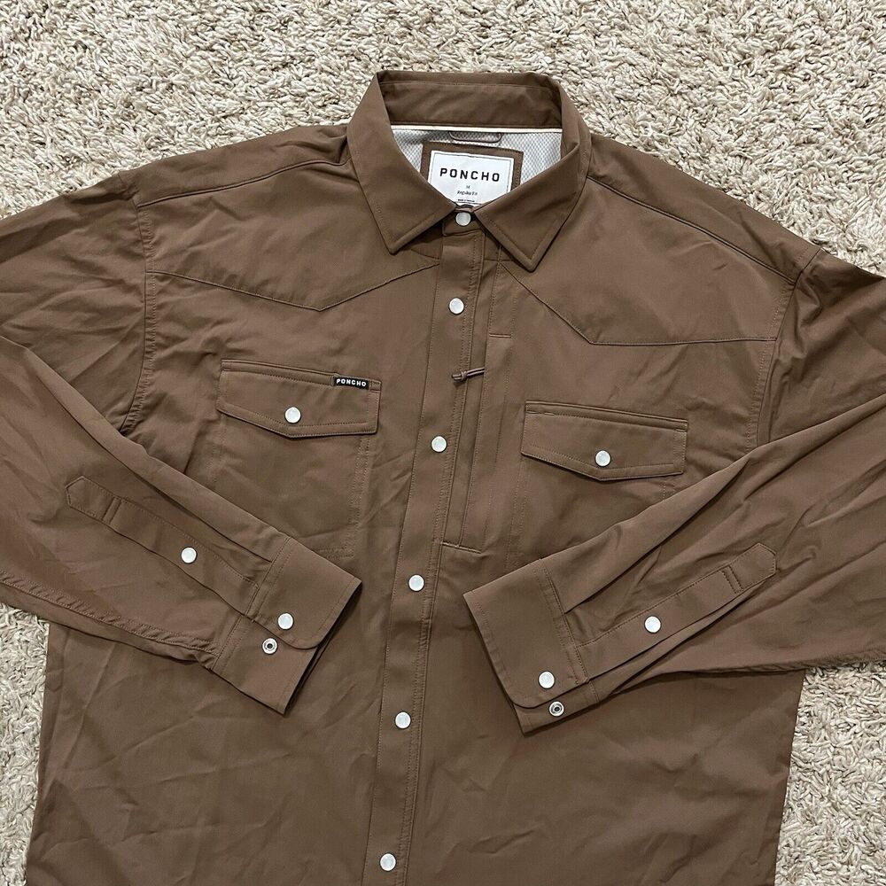 Poncho Men's Casual Button-Down Shirt - Brown